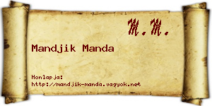 Mandjik Manda névjegykártya